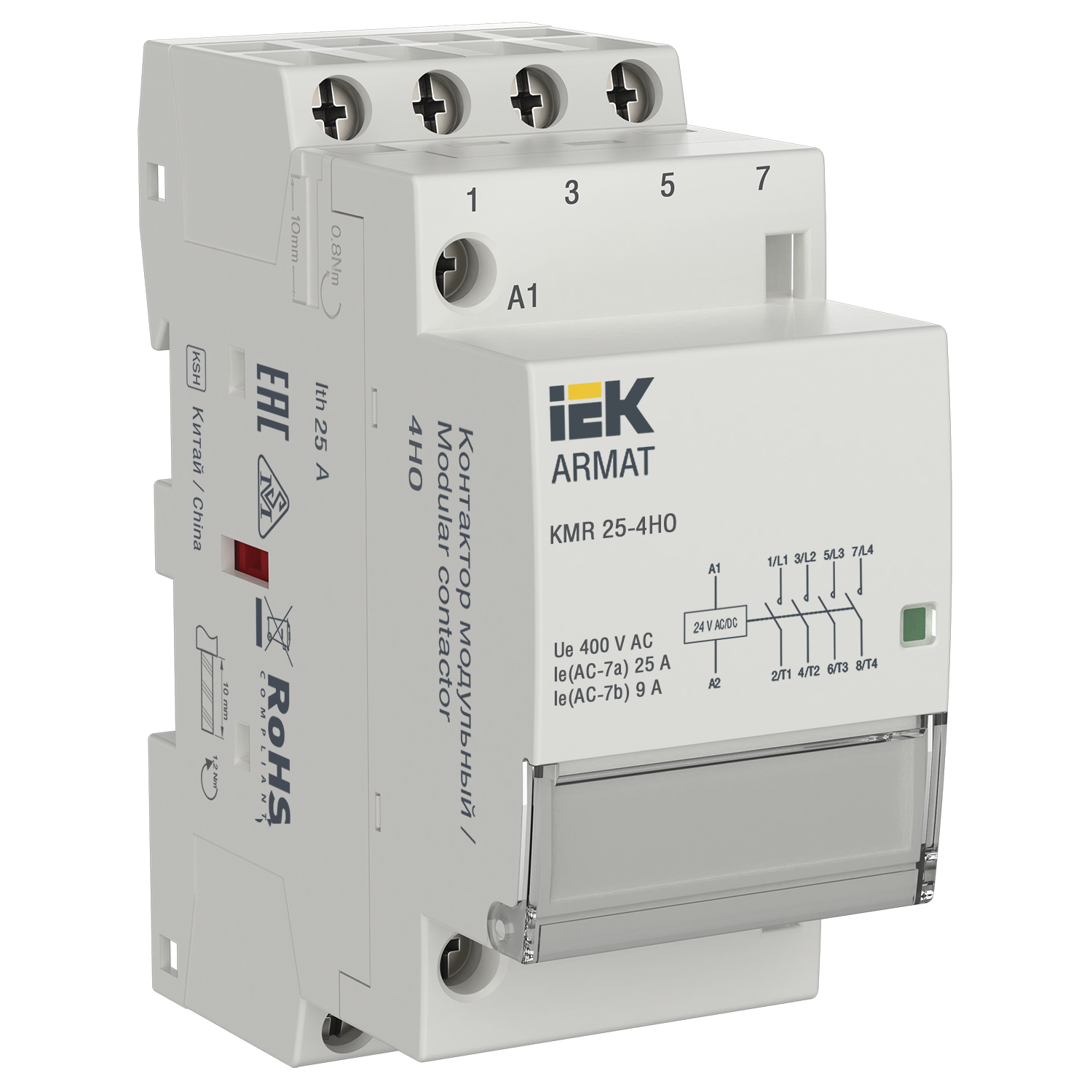 ARMAT Контактор модульный KMR 25А 24В AC/DC 4НО IEK