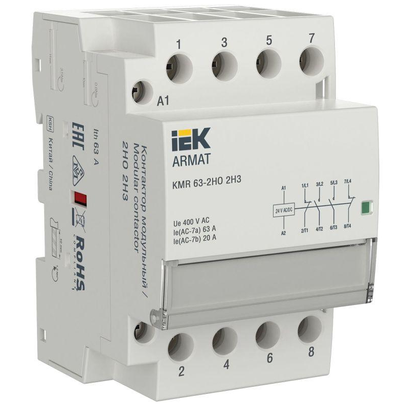 ARMAT Контактор модульный KMR 63А 24В AC/DC 2НО 2НЗ IEK