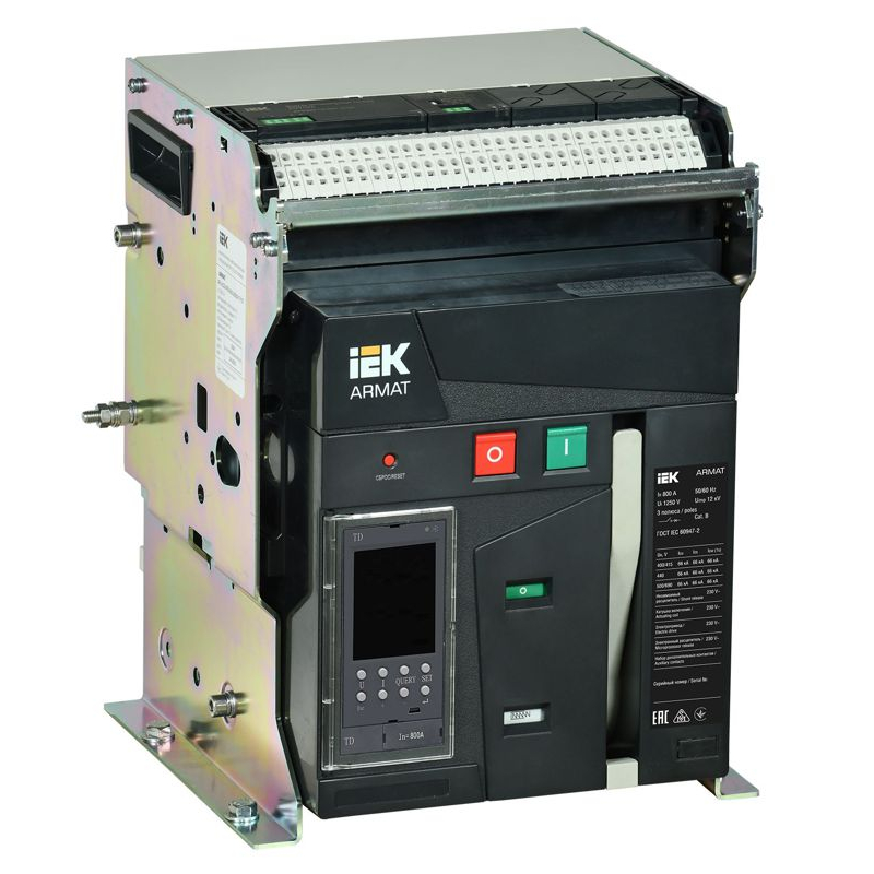 ARMAT AR-A2N TD08 3P F HR Выключатель автоматический воздушный 66кА расцепитель TD 800А 3P стационарный с аксессуарами ~220-240В: реле отключения, реле включения, моторный привод IEK