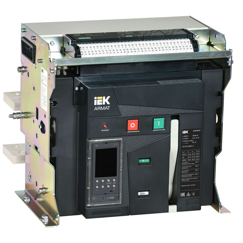 ARMAT AR-A4V TD32 3P F HR Выключатель автоматический воздушный 125кА расцепитель TD 3200А 3P стационарный с аксессуарами ~220-240В: реле отключения, реле включения, моторный привод IEK