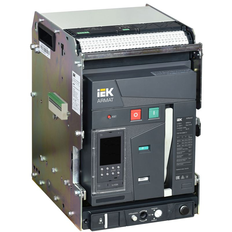 ARMAT AR-A2S TD06 3P W HR/VR Выключатель автоматический воздушный 85кА расцепитель TD 630А 3P выдвижной с аксессуарами ~220-240В: реле отключения, реле включения, моторный привод IEK