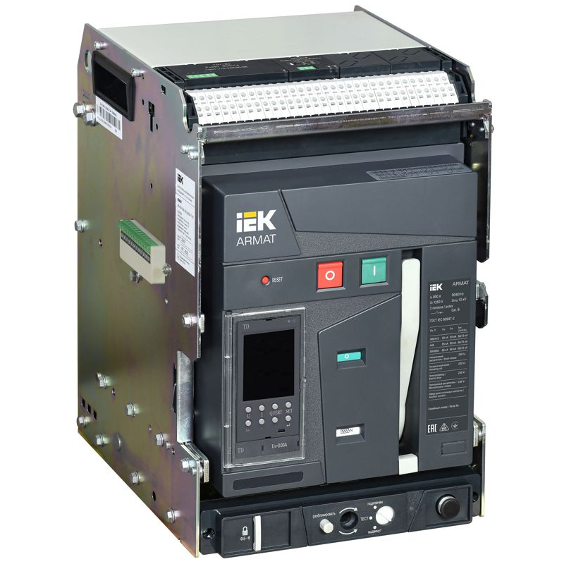 ARMAT AR-A2S TD08 3P W HR/VR Выключатель автоматический воздушный 85кА расцепитель TD 800А 3P выдвижной с аксессуарами ~220-240В: реле отключения, реле включения, моторный привод IEK