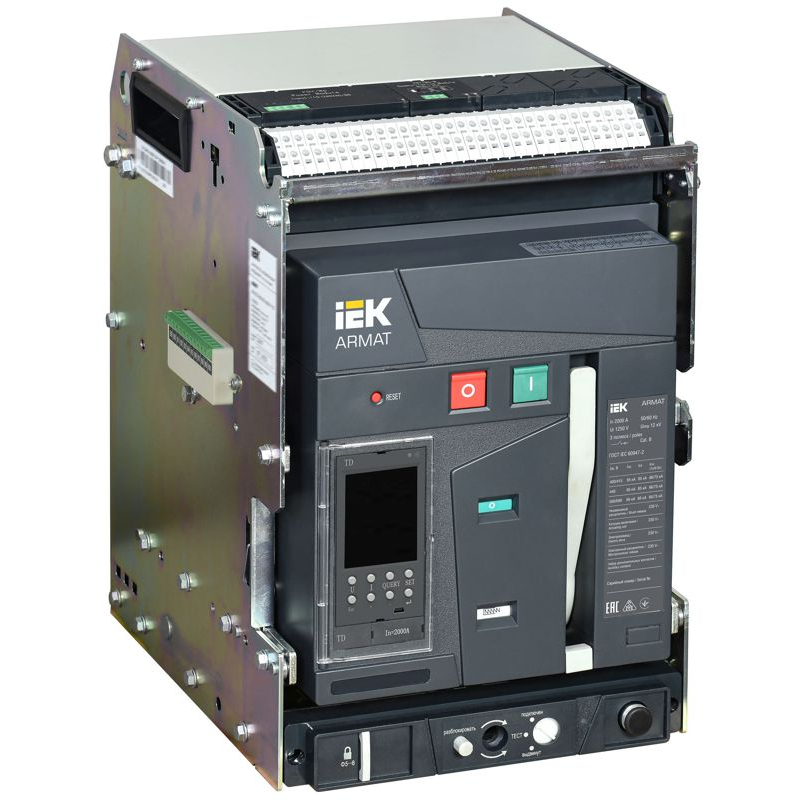 ARMAT AR-A2S TD20 3P W HR/VR Выключатель автоматический воздушный 85кА расцепитель TD 2000А 3P выдвижной с аксессуарами ~220-240В: реле отключения, реле включения, моторный привод IEK