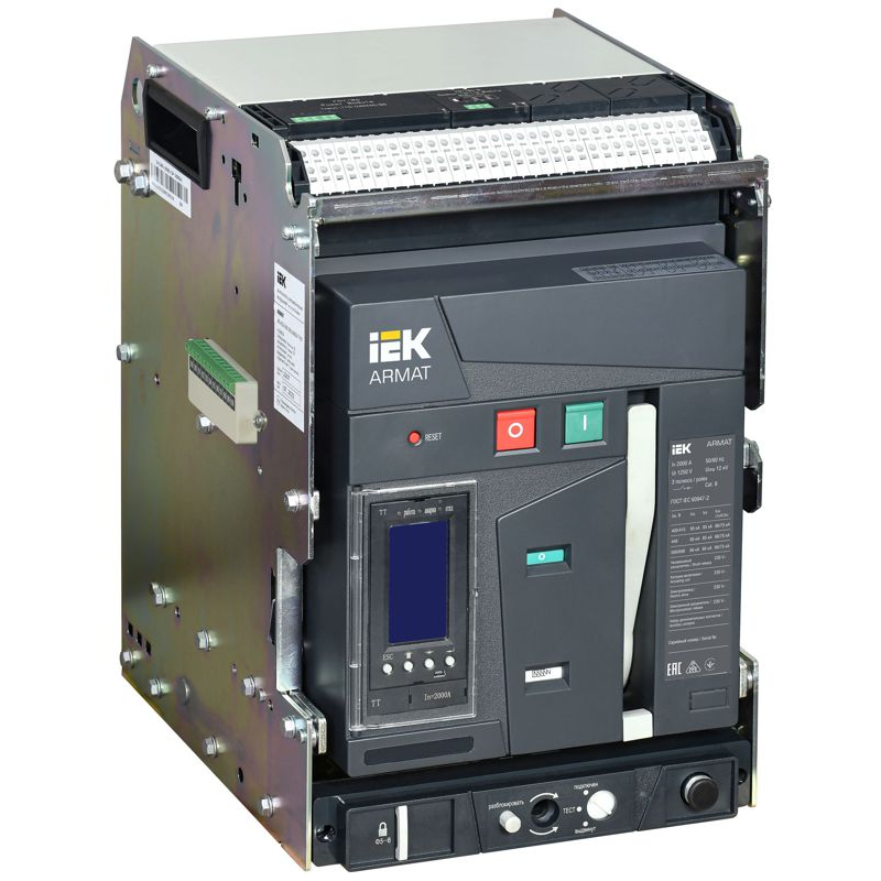 ARMAT AR-A2S TT20 3P W HR/VR Выключатель автоматический воздушный 85кА расцепитель TT 2000А 3P выдвижной с аксессуарами ~220-240В: реле отключения, реле включения, моторный привод IEK