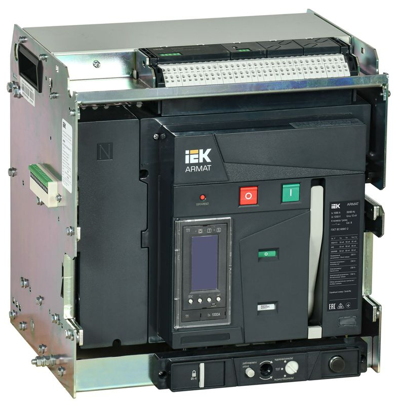 ARMAT AR-A2C TY10 4P W HR/VR Выключатель автоматический воздушный 55кА расцепитель TY 1000А 4P выдвижной с аксессуарами ~220-240В: реле отключения, реле включения, моторный привод IEK