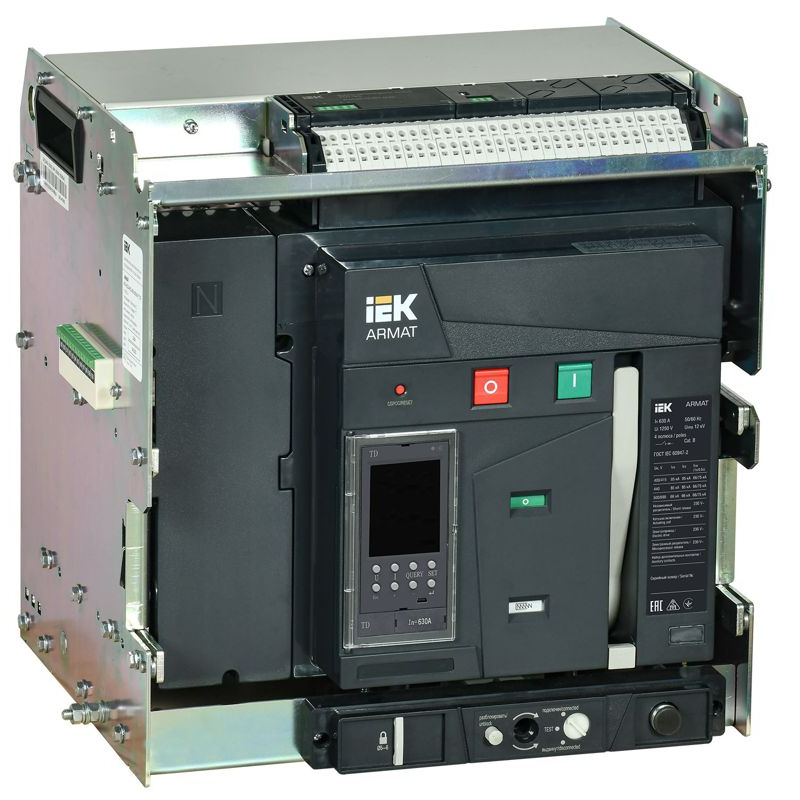 ARMAT AR-A2S TD06 4P W HR/VR Выключатель автоматический воздушный 85кА расцепитель TD 630А 4P выдвижной с аксессуарами ~220-240В: реле отключения, реле включения, моторный привод IEK