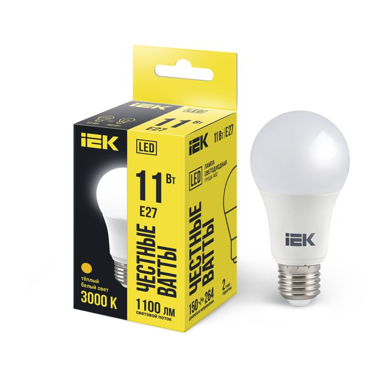 Лампа светодиодная A60 груша 11Вт 230В 3000К E27 IEK