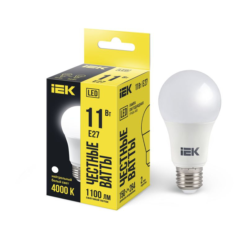 Лампа светодиодная A60 груша 11Вт 230В 4000К E27 IEK