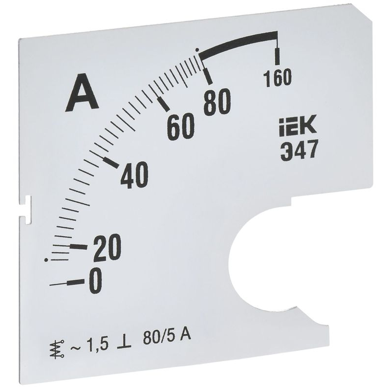 Шкала сменная для амперметра Э47 80/5А класс точности 1,5 72х72мм IEK