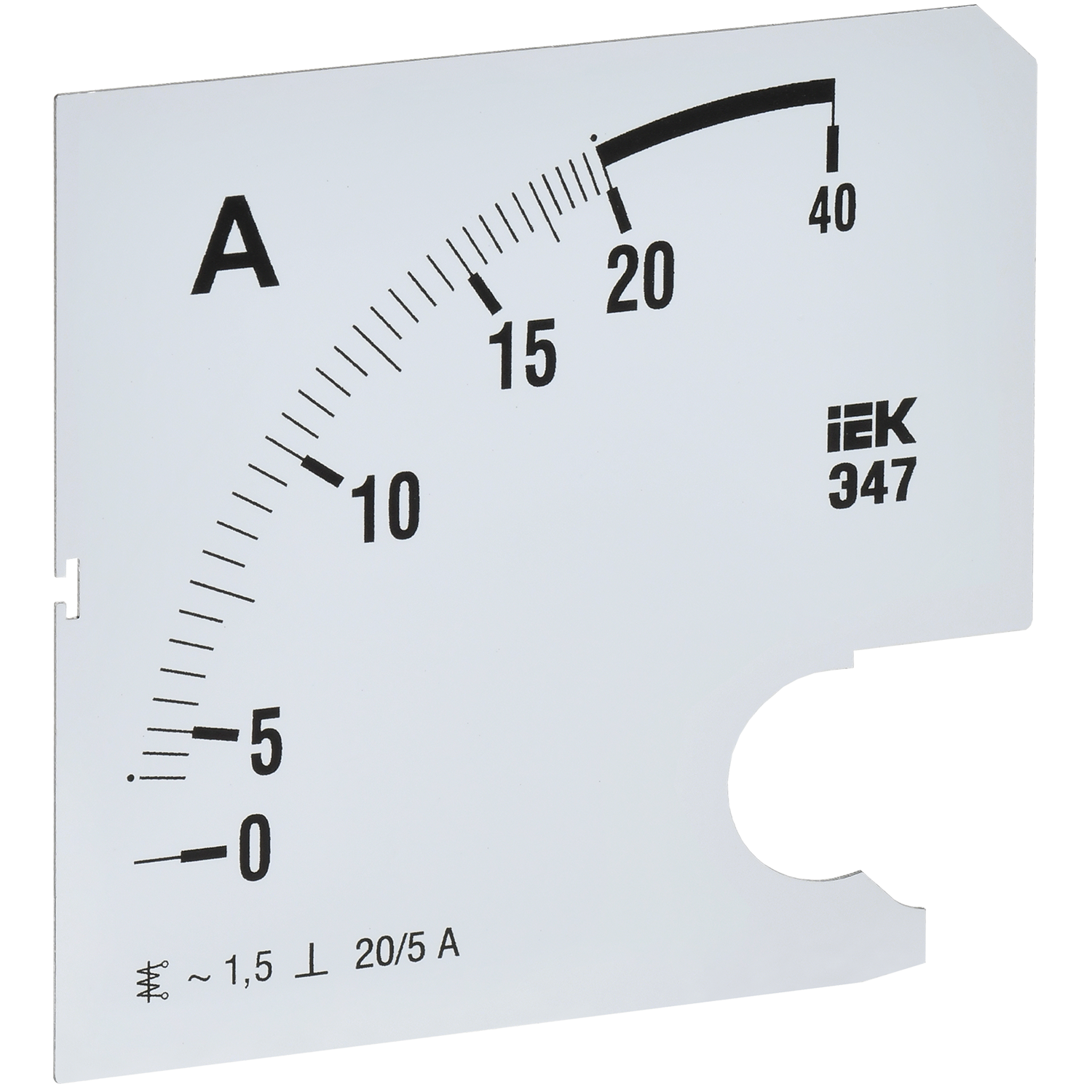 Шкала сменная для амперметра Э47 20/5А класс точности 1,5 96х96мм IEK
