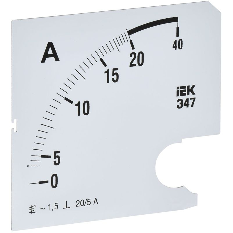 Шкала сменная для амперметра Э47 20/5А класс точности 1,5 96х96мм IEK