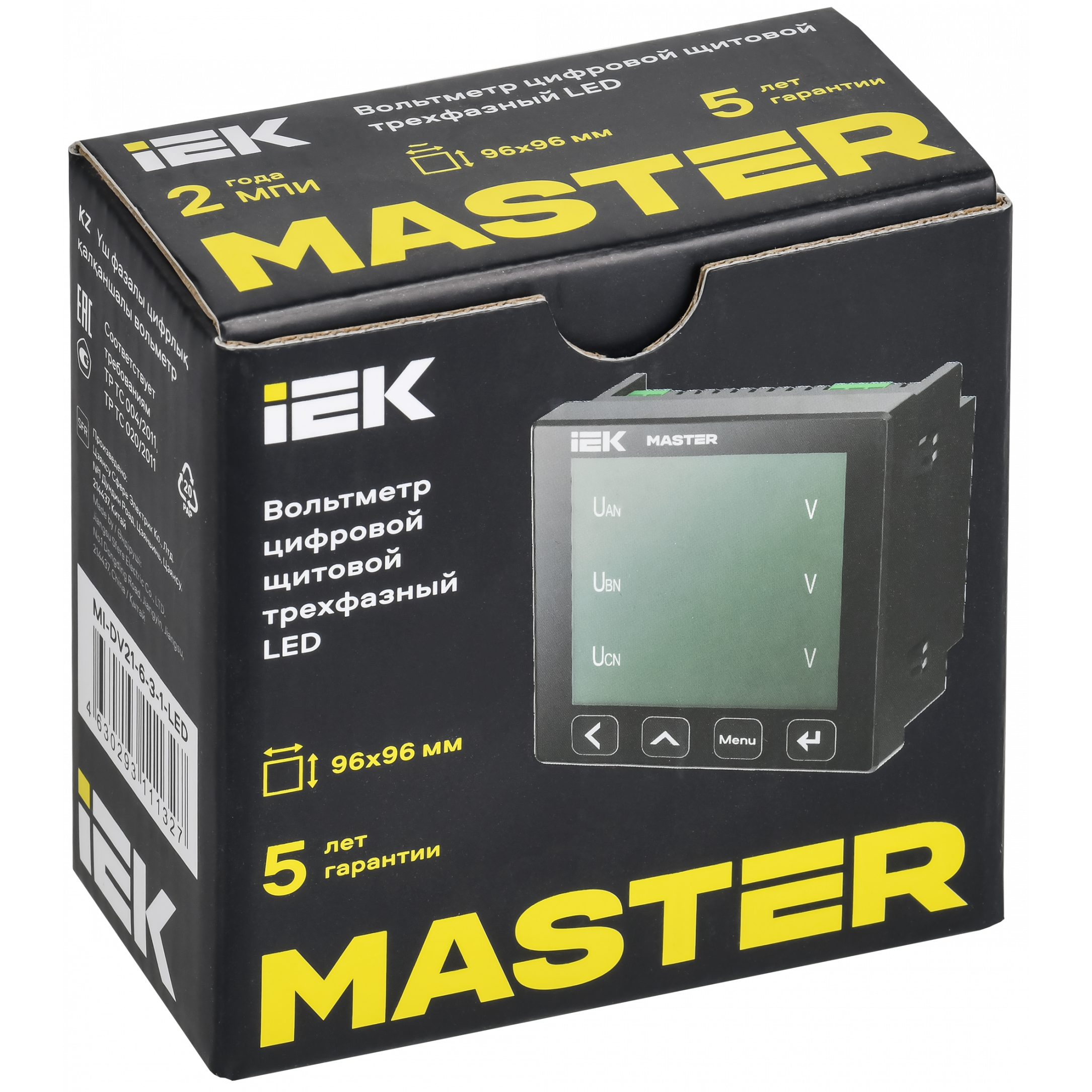 Вольтметр цифровой щитовой трехфазный RS-485 96х96 LED MASTER IEK