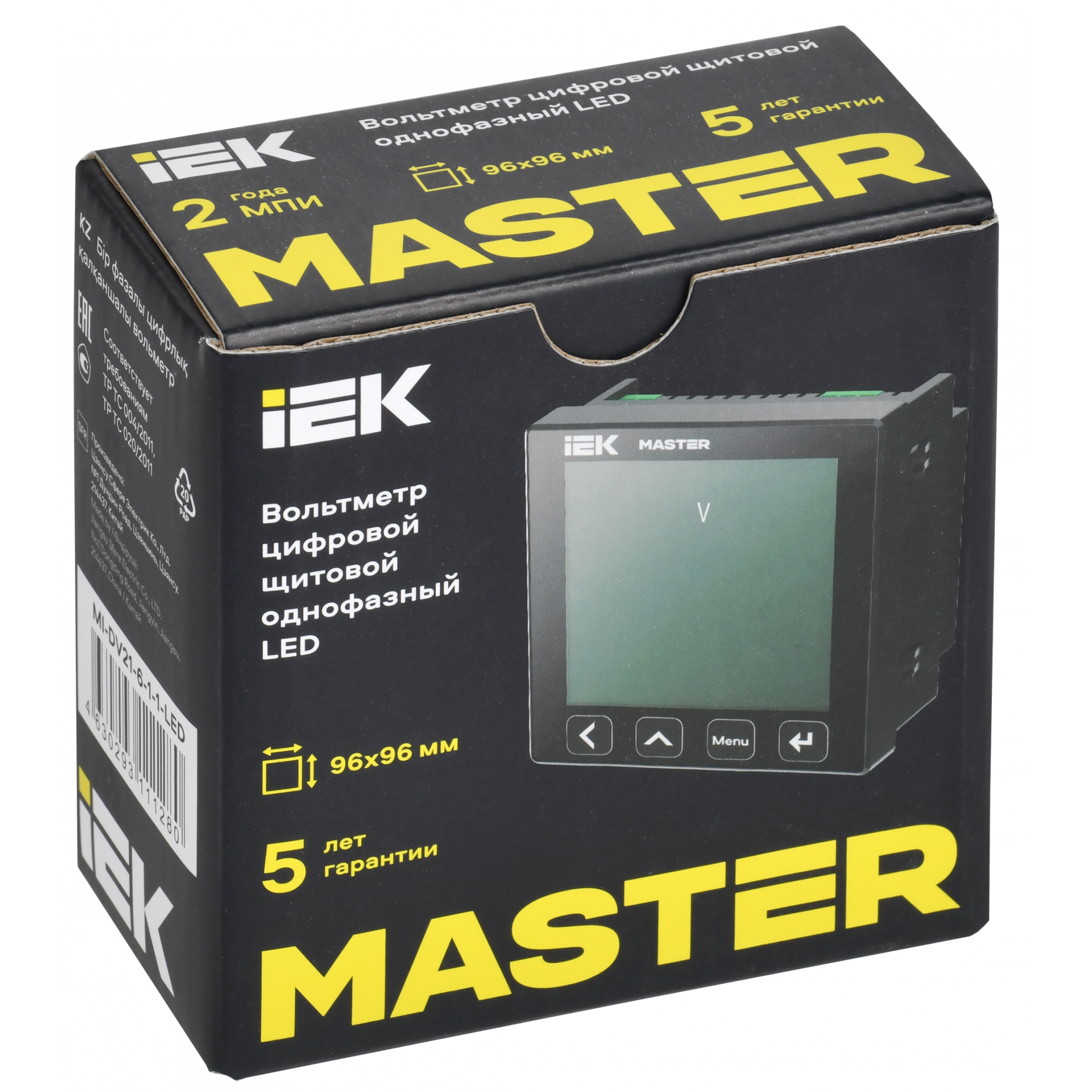 Вольтметр цифровой щитовой однофазный RS-485 96х96 LED MASTER IEK
