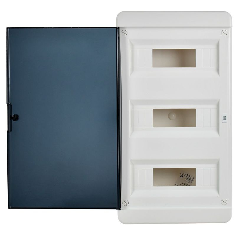 TEKFOR Корпус пластиковый ЩРН-П-36 IP41 черная прозрачная дверь IEK