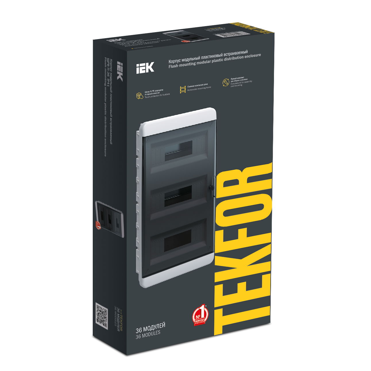TEKFOR Корпус пластиковый ЩРВ-П-36 IP41 черная прозрачная дверь IEK