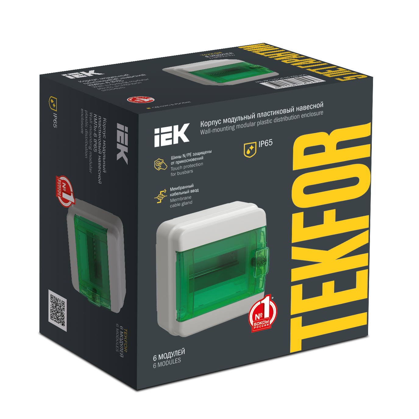 TEKFOR Корпус пластиковый КМПн-6 IP65 зеленая прозрачная дверь IEK