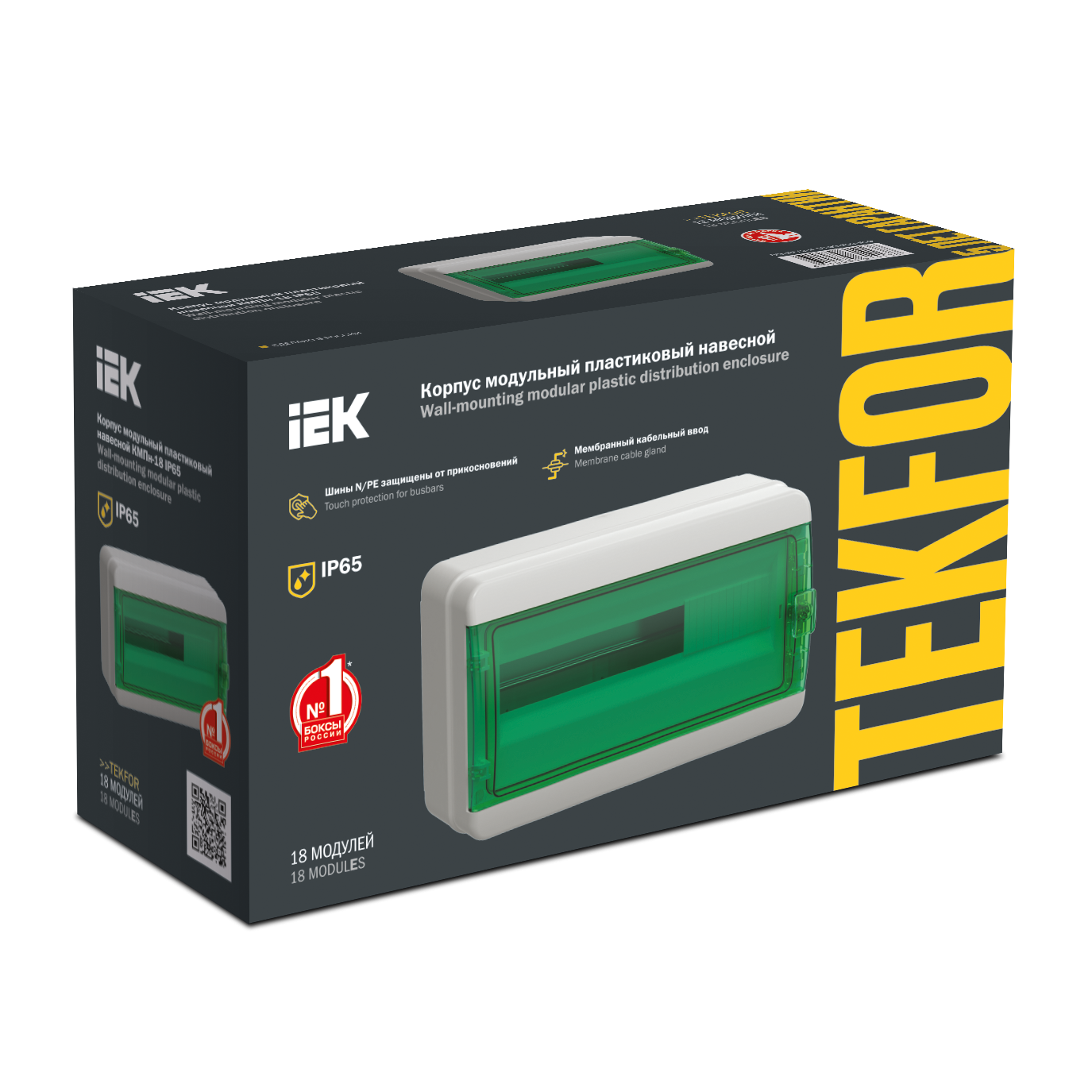TEKFOR Корпус пластиковый КМПн-18 IP65 зеленая прозрачная дверь IEK