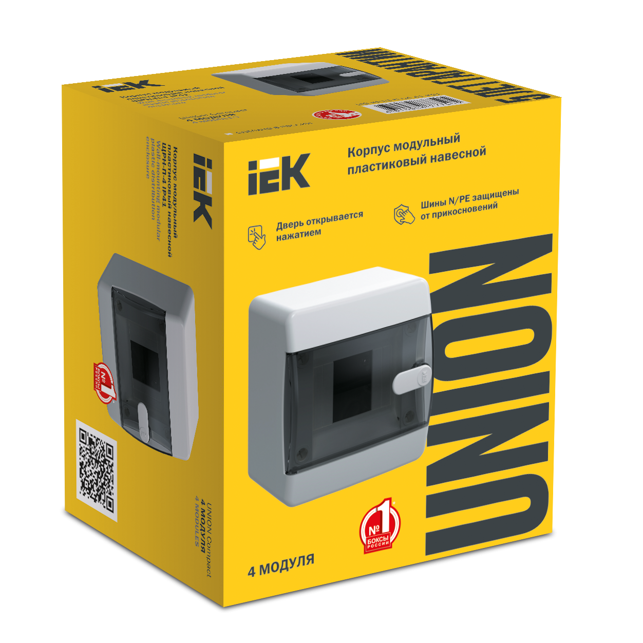 UNION Compact Корпус пластиковый ЩРН-П-4 IP41 черная прозрачная дверь IEK