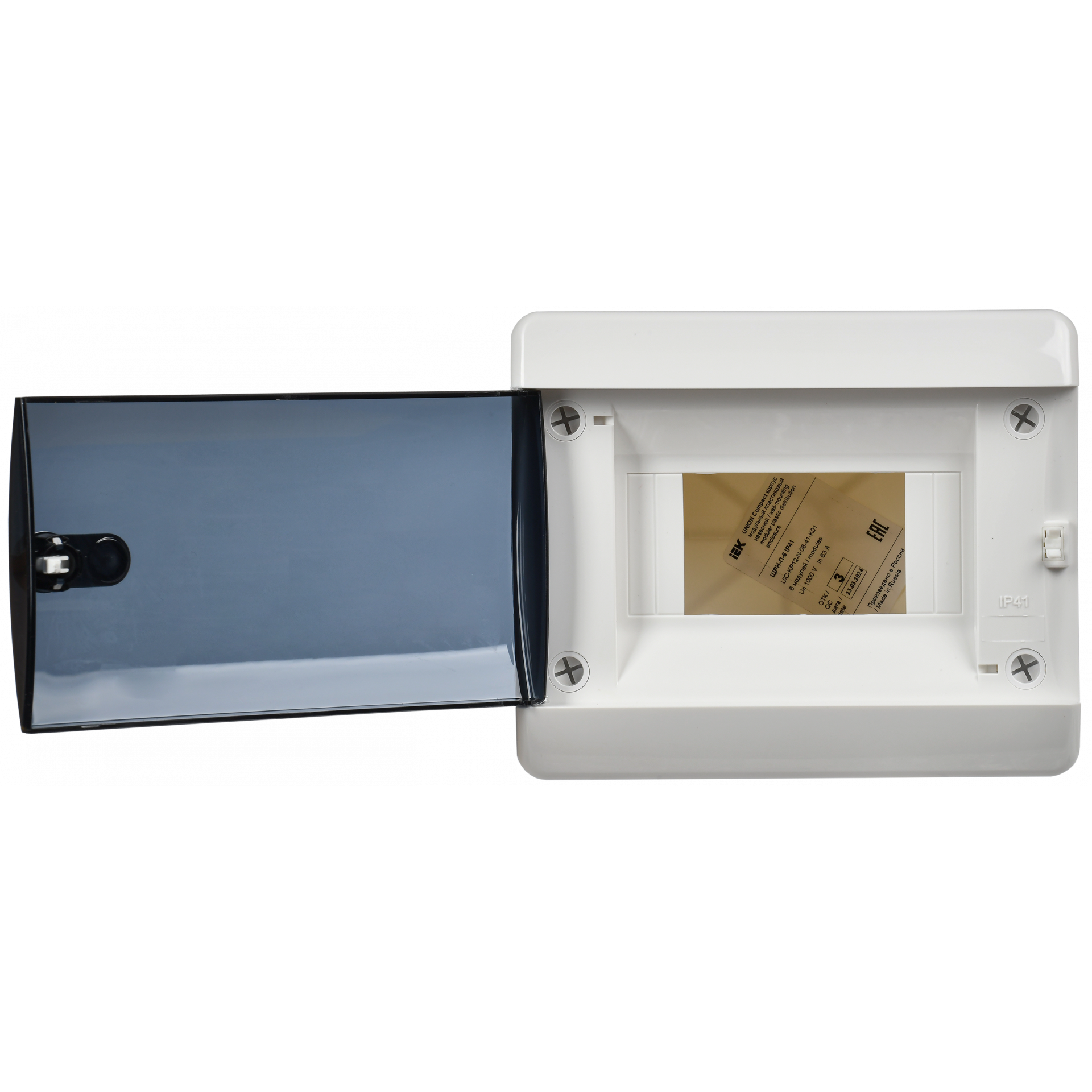 UNION Compact Корпус пластиковый ЩРН-П-6 IP41 черная прозрачная дверь IEK