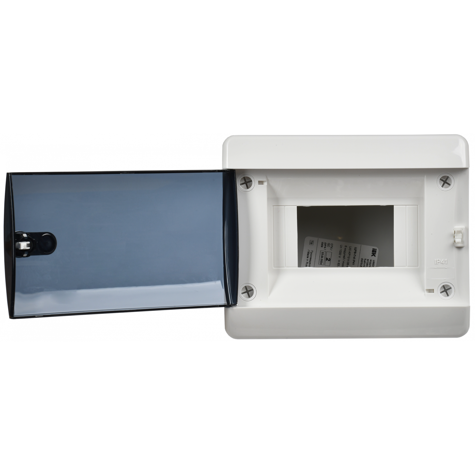 UNION Compact Корпус пластиковый ЩРВ-П-6 IP41 черная прозрачная дверь IEK
