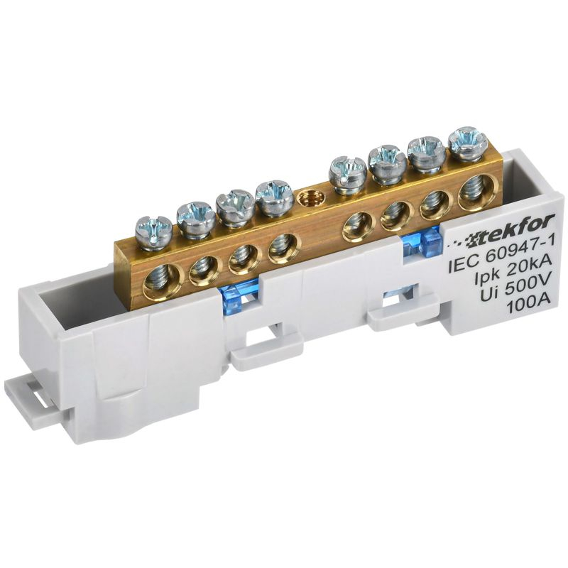 TEKFOR Шина N ноль неизолированная на универсальном держателе 6х9-8-С IEK