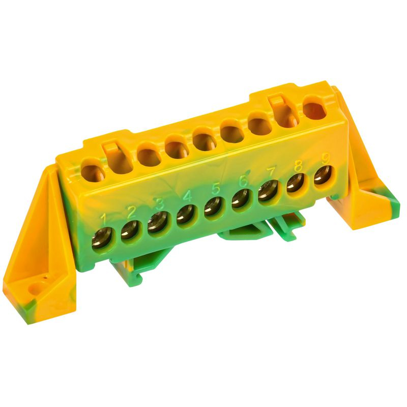 TEKFOR Шина PE земля в комбинированном DIN-изоляторе Стойка 6х9-9-ЖЗ IEK