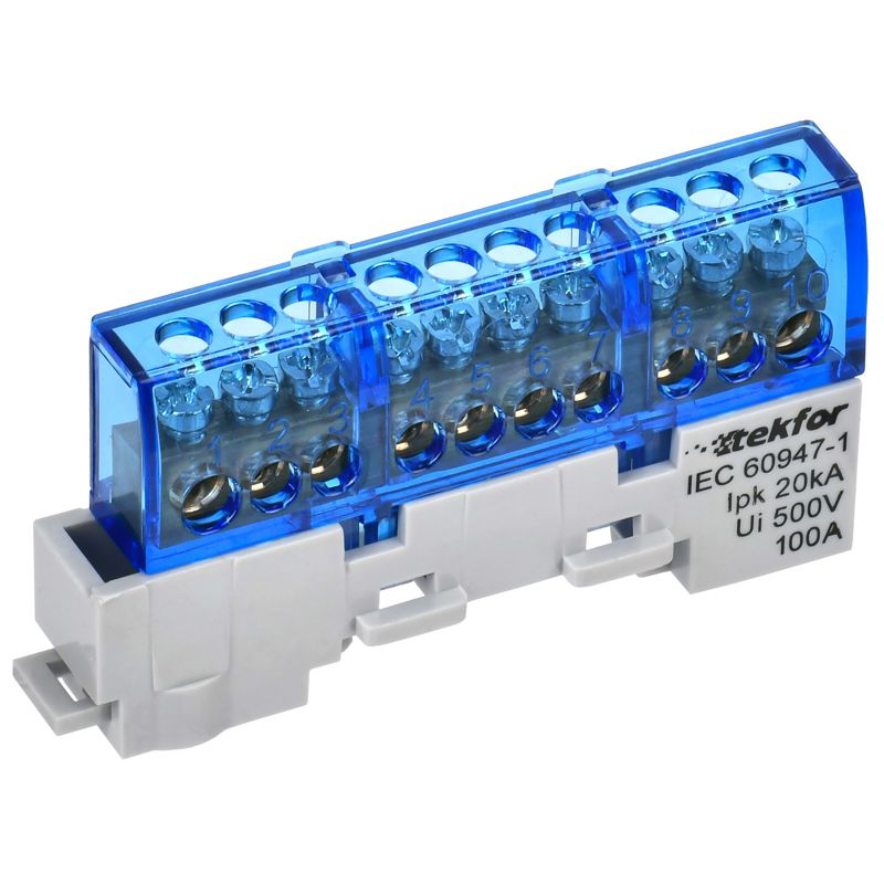 TEKFOR Шина N ноль изолированная на универсальном держателе 6х9-10-С IEK