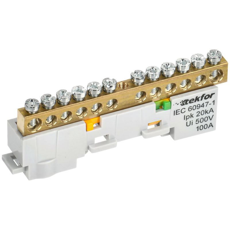 TEKFOR Шина PE земля неизолированная на универсальном держателе 6х9-12-Ж IEK