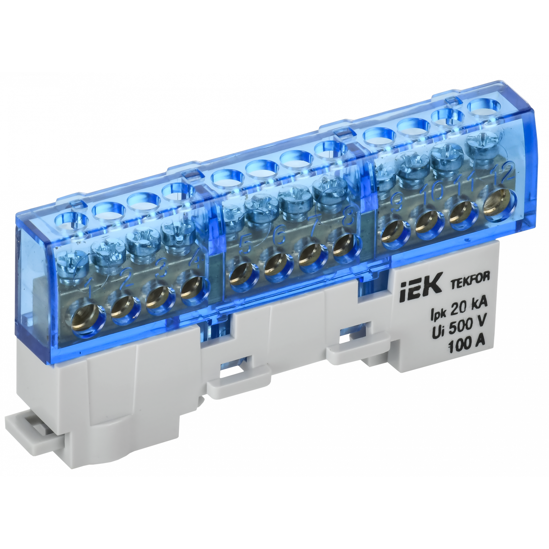 TEKFOR Шина N ноль изолированная на универсальном держателе 6х9-12-С IEK