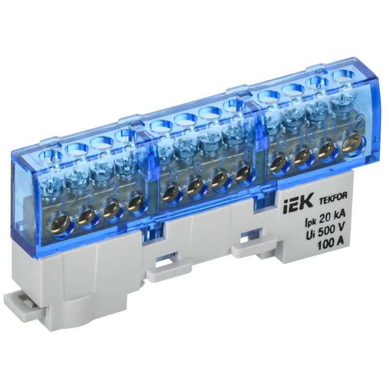 TEKFOR Шина N ноль изолированная на универсальном держателе 6х9-12-С IEK