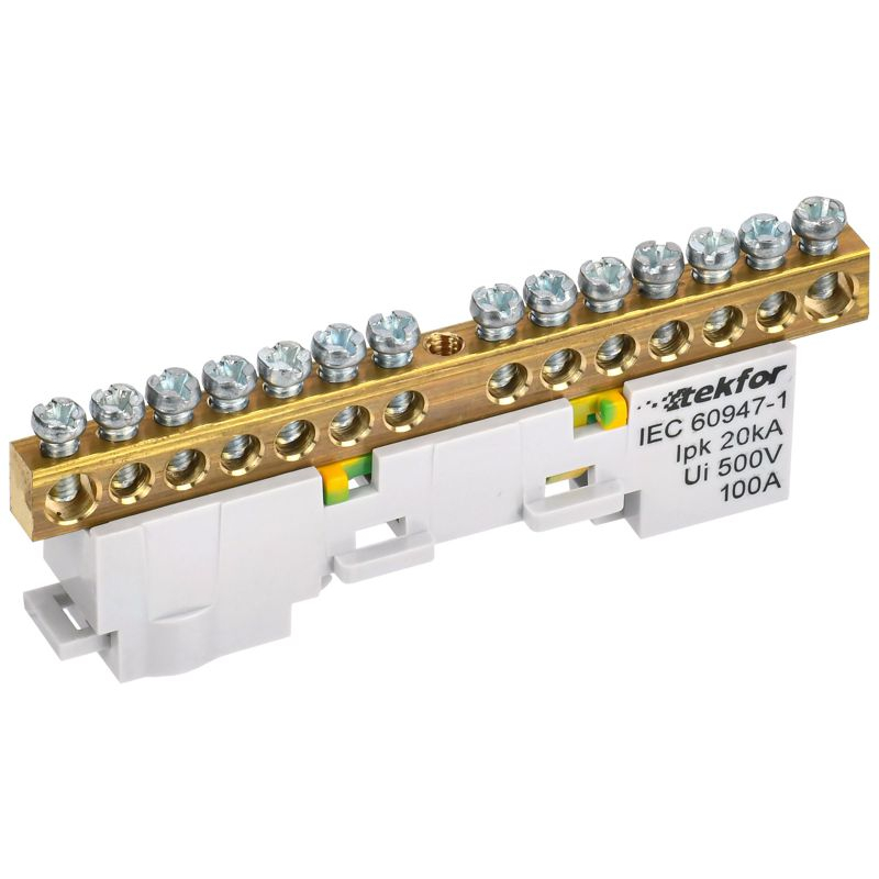 TEKFOR Шина PE земля неизолированная на универсальном держателе 6х9-14-Ж IEK