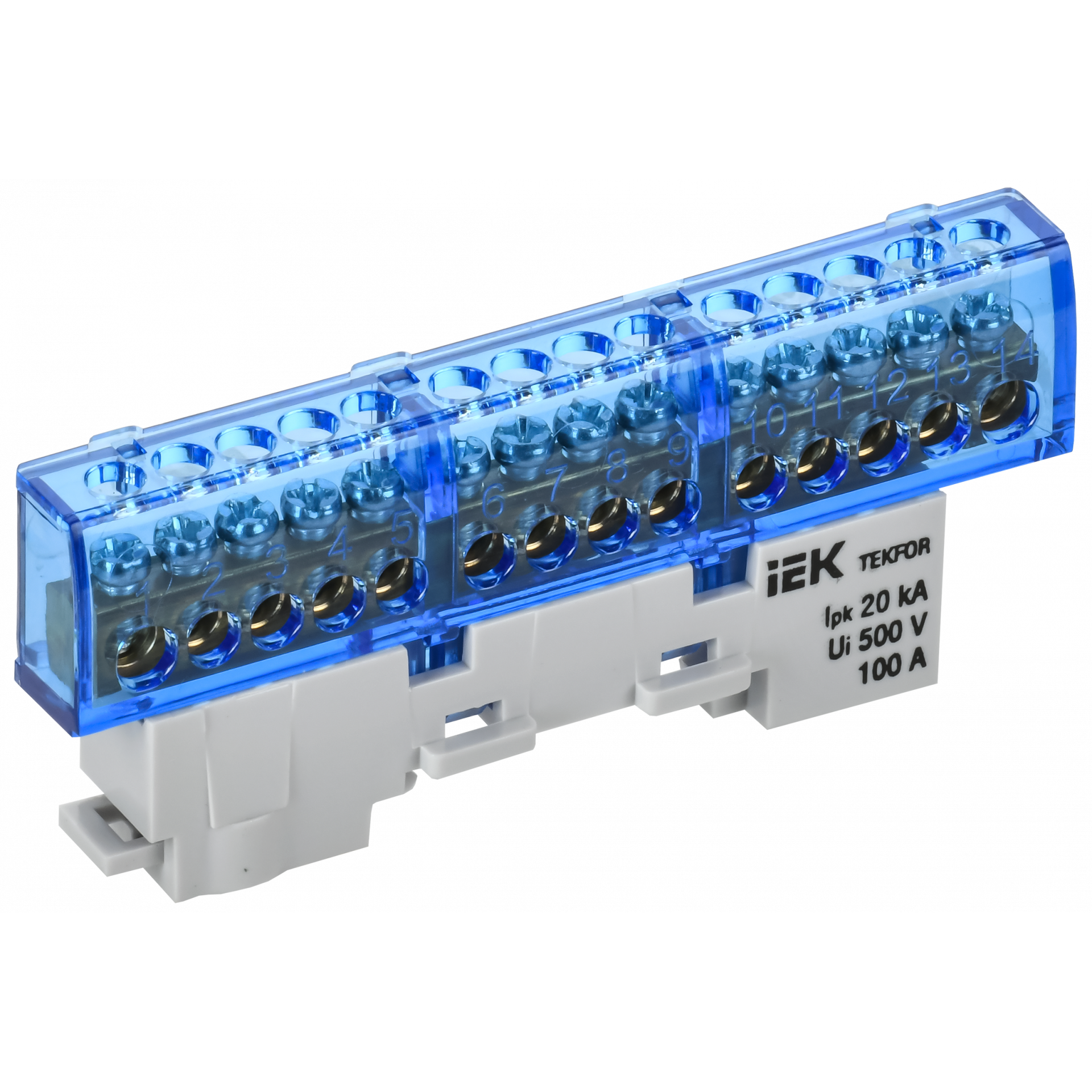 TEKFOR Шина N ноль изолированная на универсальном держателе 6х9-14-С IEK