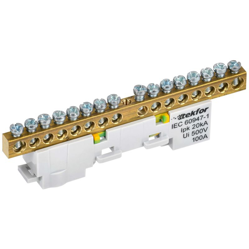 TEKFOR Шина PE земля неизолированная на универсальном держателе 6х9-16-Ж IEK