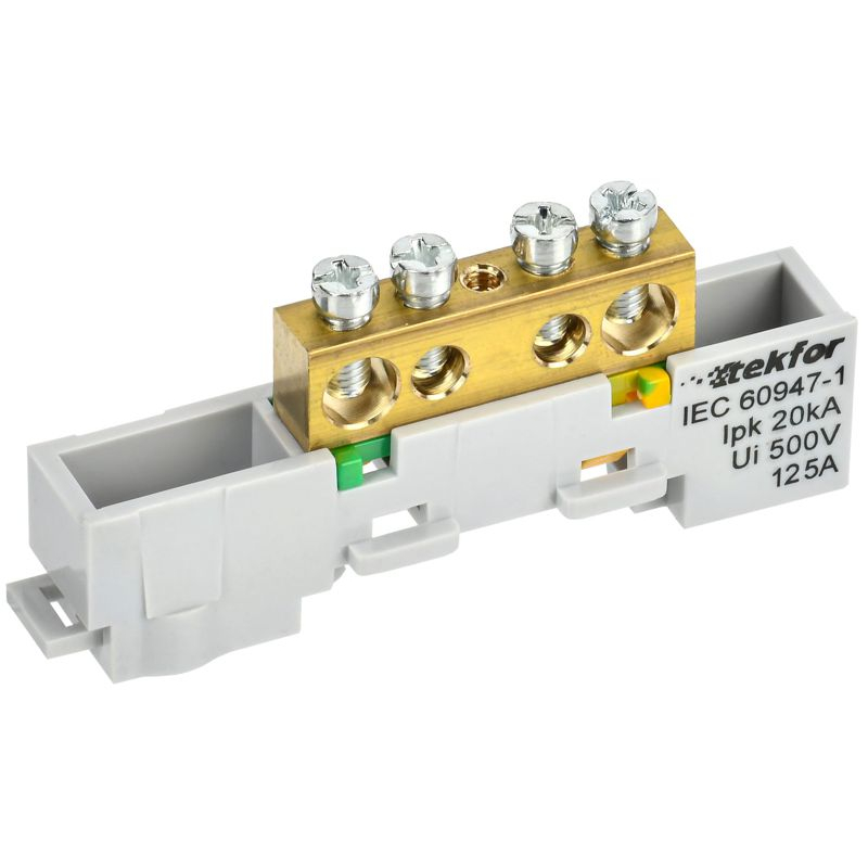 TEKFOR Шина PE земля неизолированная на универсальном держателе 8х12-4-Ж IEK