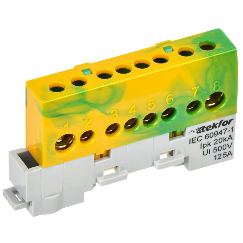 TEKFOR Шина PE земля изолированная на универсальном держателе 8х12-8-ЖЗ IEK