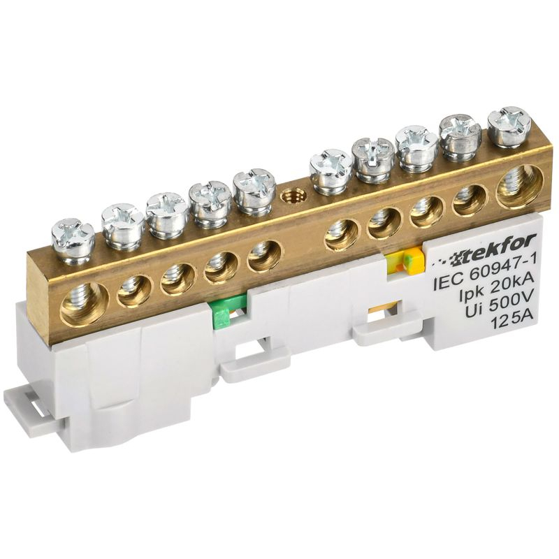 TEKFOR Шина PE земля неизолированная на универсальном держателе 8х12-10-Ж IEK