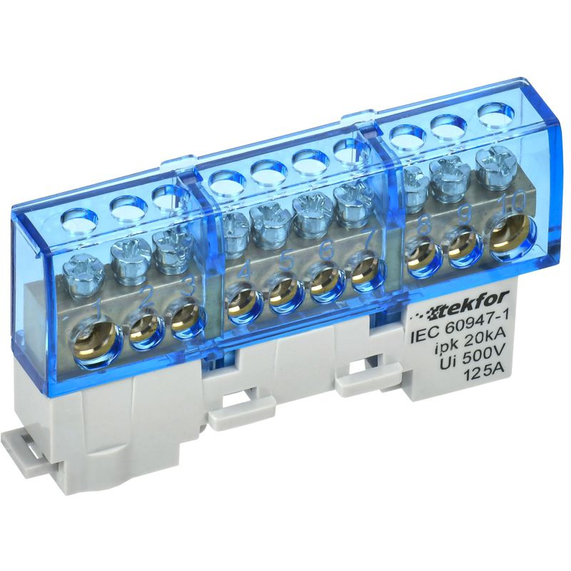 TEKFOR Шина N ноль изолированная на универсальном держателе 8х12-10-С IEK