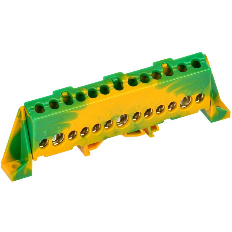 TEKFOR Шина PE земля в комбинированном DIN-изоляторе Стойка 8х12-13-ЖЗ IEK