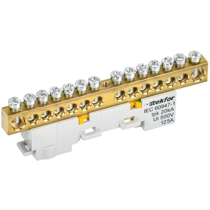 TEKFOR Шина PE земля неизолированная на универсальном держателе 8х12-14-Ж IEK