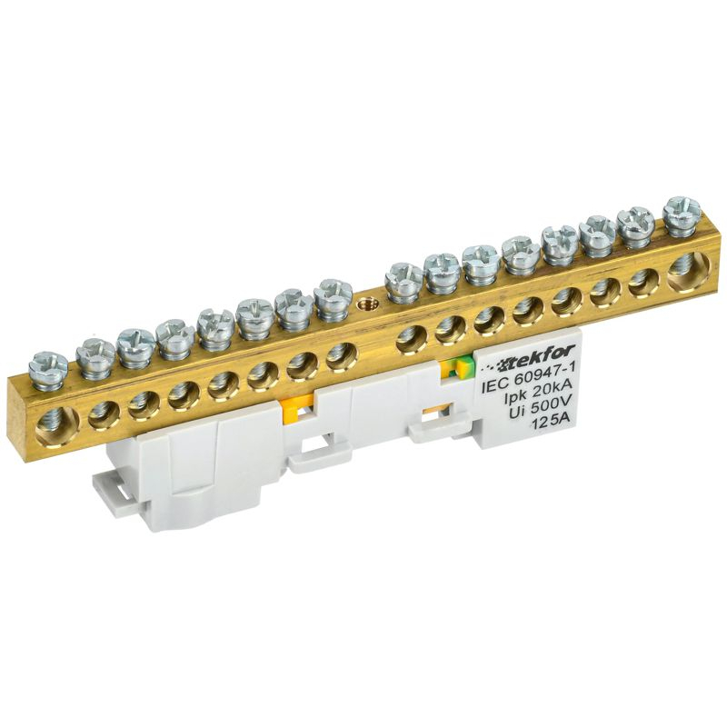 TEKFOR Шина PE земля неизолированная на универсальном держателе 8х12-16-Ж IEK