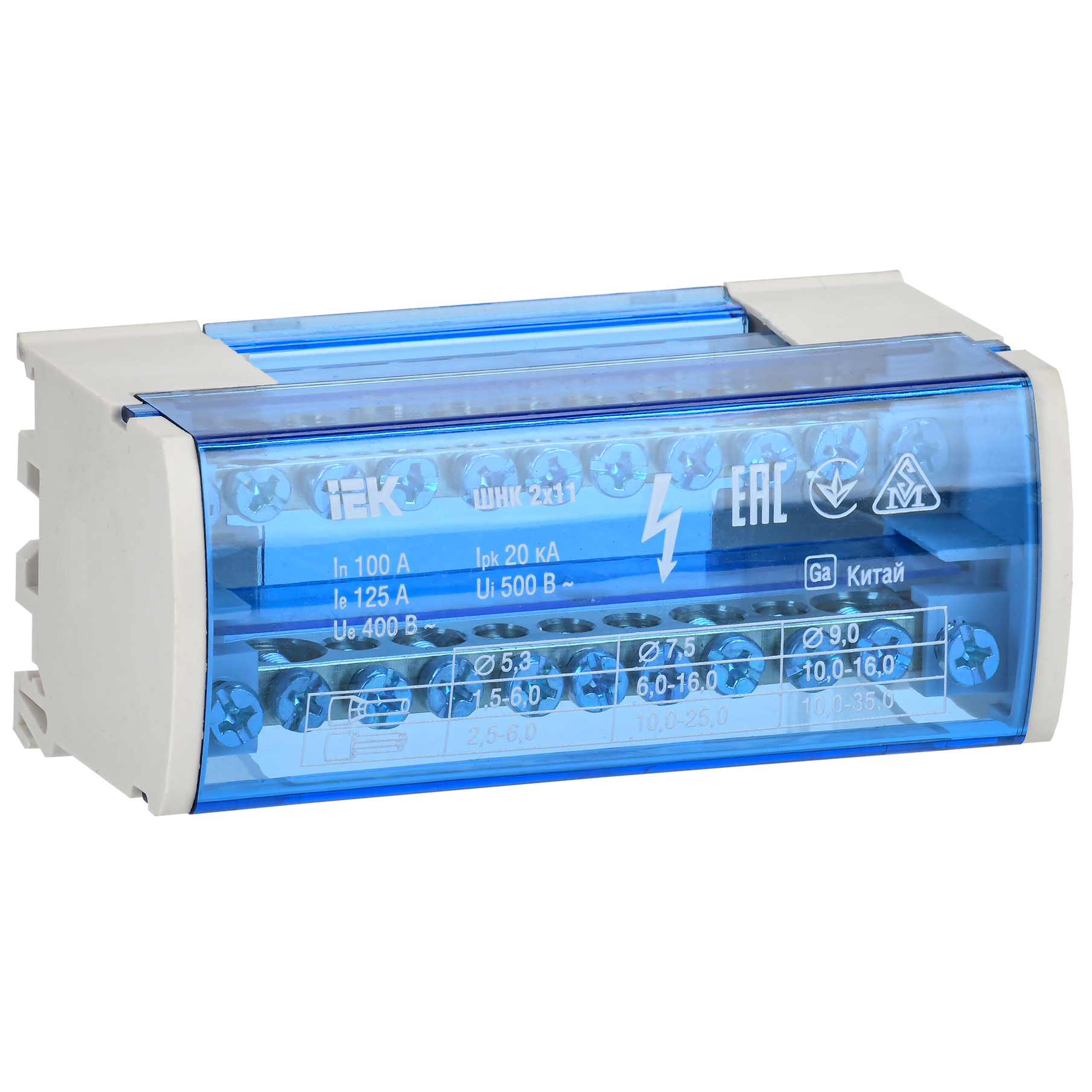Шины на DIN-рейку в корпусе (кросс-модуль) ШНК 2х11 L+PEN IEK