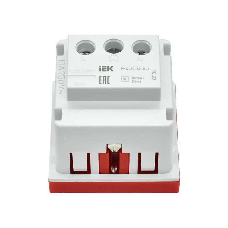 PRIMER РКС-20-30-П-К Розетка с заземляющим контактом защитной шторкой и винтовым зажимом (2 модуля) красная IEK