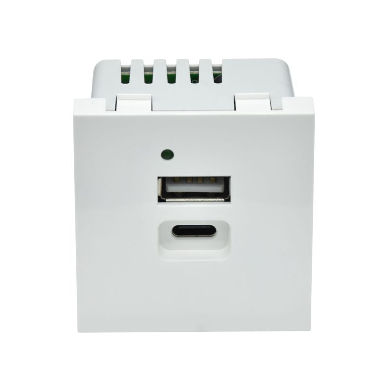 PRIMER РКЮ-25-40-П Розетка USB A+C 5В 4,2А (2 модуля) белая IEK