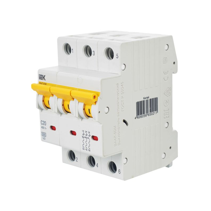 KARAT Автоматический выключатель ВА47-60M 3P C 20А 6кА IEK