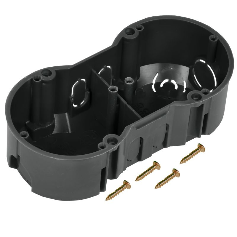 Коробка установочная КМ40007 двухместная для твердых стен безгалогенная (HF) 141х70х45мм с саморезами IEK