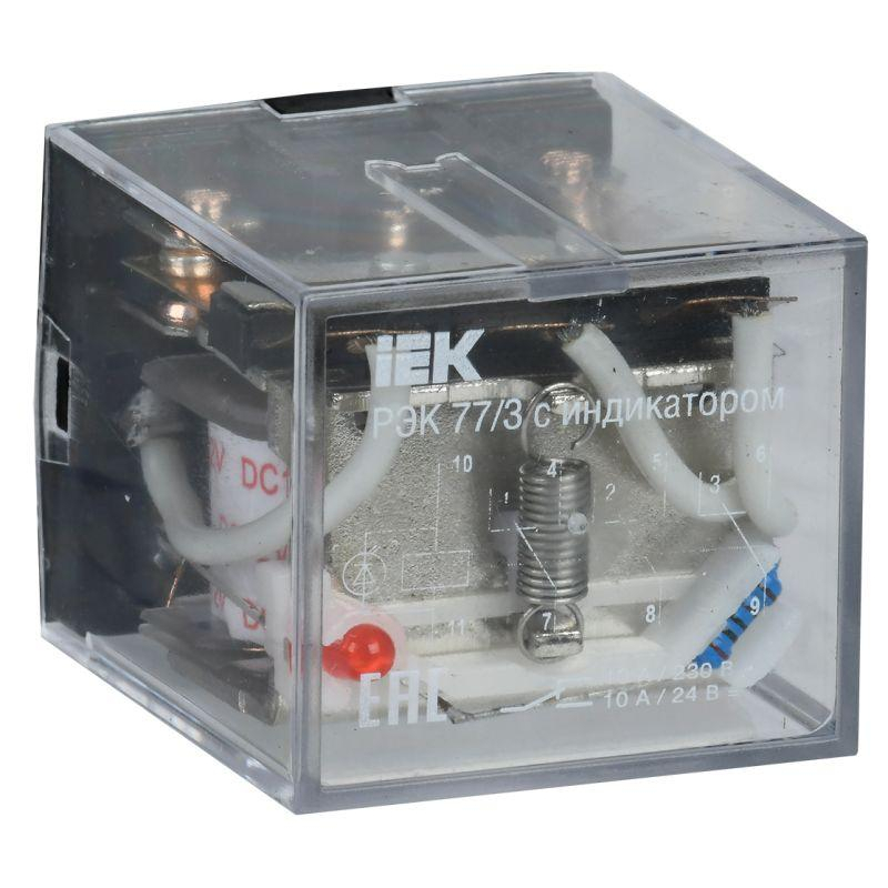 Реле РЭК 77-3(LY3) с инд. 10А 12В DC IEK RRP10-3-10-012D-LED