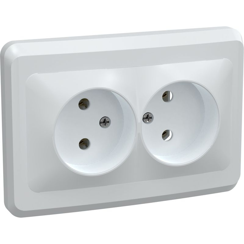 VEGA Розетка 2-местная без заземления без защитных шторок 10А РС12-2-ВБ белый GENERICA
