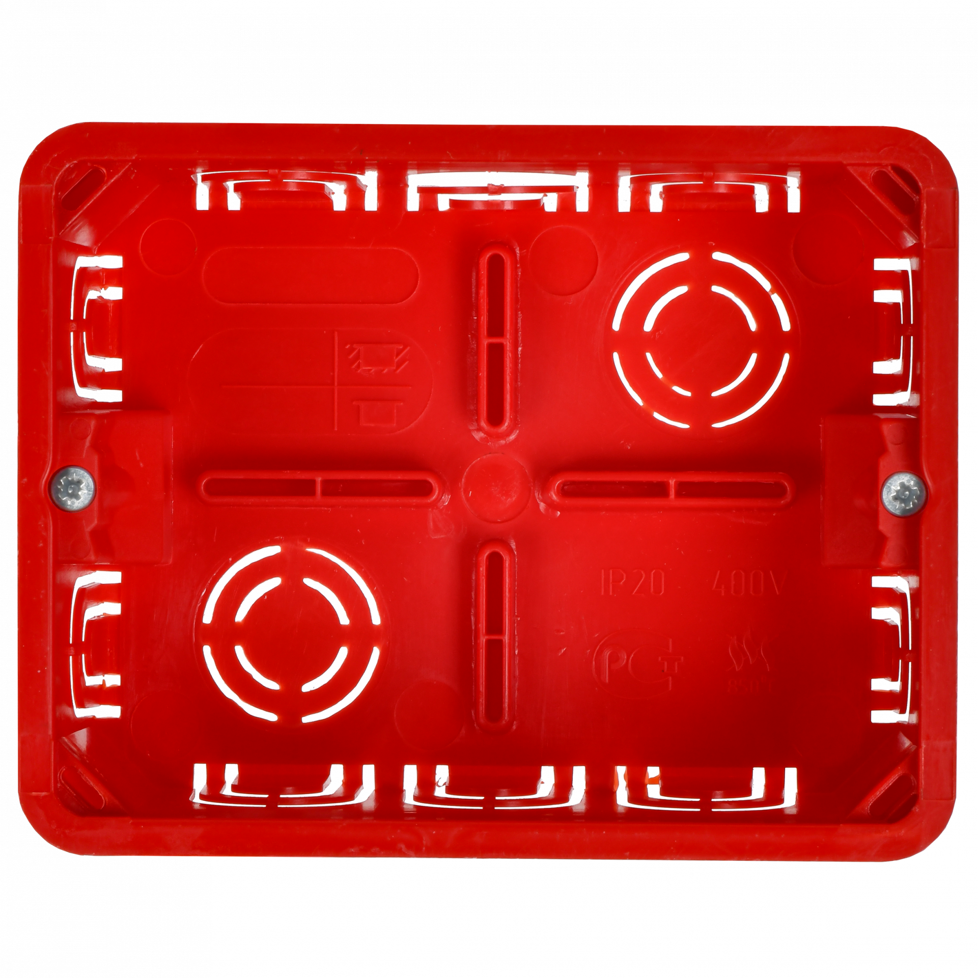 Коробка распаячная КМ41028 для полых стен безгалогенная (HF) 120х92х45мм с саморезами с крышкой и пластиковыми лапками IEK
