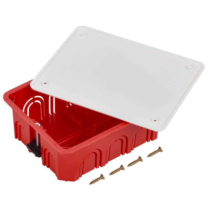 Коробка распаячная КМ41028 для полых стен безгалогенная (HF) 120х92х45мм с саморезами с крышкой и пластиковыми лапками IEK