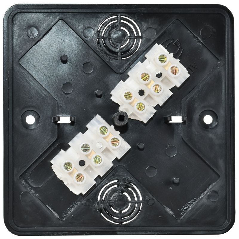 Коробка распаячная КМ для открытой проводки безгалогенная (HF) 100х100х29мм (6 клемм 6мм2) черная (RAL 9005) IEK